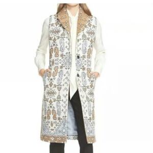 Tory Burch Patterned Sleeveless Coat 6 new